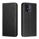 For Xiaomi Redmi 12C Carbon Fiber Texture Magnetic Flip Leather Phone Case(Black) - 1