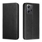 For Xiaomi Redmi Note 12 4G Global Carbon Fiber Texture Magnetic Flip Leather Phone Case(Black) - 1