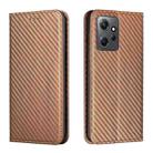 For Xiaomi Redmi Note 12 4G Global Carbon Fiber Texture Magnetic Flip Leather Phone Case(Brown) - 1