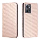 For Xiaomi Redmi Note 12 4G Global Carbon Fiber Texture Magnetic Flip Leather Phone Case(Rose Gold) - 1