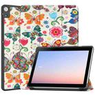 For Docomo dtab D-51C Custer Painted 3-Fold Holder Leather Tablet Case(Colorful Butterflies) - 1