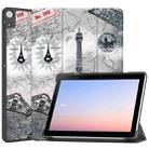 For Docomo dtab D-51C Custer Painted 3-Fold Holder Leather Tablet Case(Tower) - 1