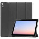 For Docomo dtab D-51C Custer Texture 3-Fold Holder Leather Tablet Case(Black) - 1