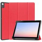 For Docomo dtab D-51C Custer Texture 3-Fold Holder Leather Tablet Case(Red) - 1