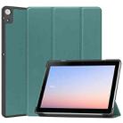 For Docomo dtab D-51C Custer Texture 3-Fold Holder Leather Tablet Case(Green) - 1