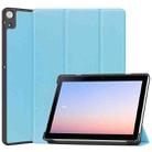 For Docomo dtab D-51C Custer Texture 3-Fold Holder Leather Tablet Case(Sky Blue) - 1