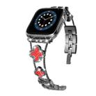 Four-leaf Clover Diamond Watch Band For Apple Watch Ultra 49mm&Watch Ultra 2 49mm / Series 9&8&7 45mm / SE 3&SE 2&6&SE&5&4 44mm / 3&2&1 42mm(Black Red Shell) - 1