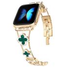 Four-leaf Clover Diamond Watch Band For Apple Watch Ultra 49mm&Watch Ultra 2 49mm / Series 9&8&7 45mm / SE 3&SE 2&6&SE&5&4 44mm / 3&2&1 42mm(Gold Green Shell) - 1