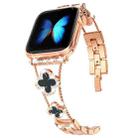 Four-leaf Clover Diamond Watch Band For Apple Watch Ultra 49mm&Watch Ultra 2 49mm / Series 9&8&7 45mm / SE 3&SE 2&6&SE&5&4 44mm / 3&2&1 42mm(Rose Gold Black Shell) - 1