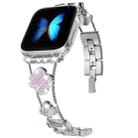 Four-leaf Clover Diamond Watch Band For Apple Watch Ultra 49mm&Watch Ultra 2 49mm / Series 9&8&7 45mm / SE 3&SE 2&6&SE&5&4 44mm / 3&2&1 42mm(Silver Pink Shell) - 1