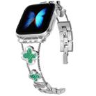 Four-leaf Clover Diamond Watch Band For Apple Watch Ultra 49mm&Watch Ultra 2 49mm / Series 9&8&7 45mm / SE 3&SE 2&6&SE&5&4 44mm / 3&2&1 42mm(Silver Green Shell) - 1