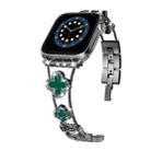 Four-leaf Clover Diamond Watch Band For Apple Watch Series 8&7 41mm / SE 2&6&SE&5&4 40mm / 3&2&1 38mm(Black Green Shell) - 1