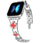 Four-leaf Clover Diamond Watch Band For Apple Watch Series 8&7 41mm / SE 2&6&SE&5&4 40mm / 3&2&1 38mm(Silver Red Shell) - 1