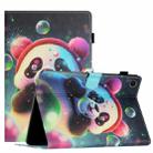 For Lenovo M10 Plus X606F Coloured Drawing Stitching Smart Leather Tablet Case(Panda) - 1