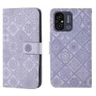 For Xiaomi Redmi 12C Ethnic Style Embossed Pattern Leather Phone Case(Purple) - 1