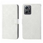 For Xiaomi Redmi Note 12 4G Global Ethnic Style Embossed Pattern Leather Phone Case(White) - 1