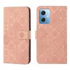 For Xiaomi Redmi Note 12 5G Global/Poco X5 Ethnic Style Embossed Pattern Leather Phone Case(Pink) - 1