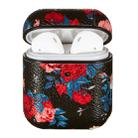 For Airpods 1 / 2 Flower Pattern TPU Earphone Protective Case with Hook(Blue Leaf Rose) - 1