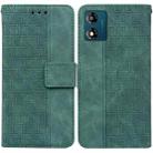 For Motorola Moto E13 Geometric Embossed Leather Phone Case(Green) - 1