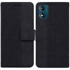 For Motorola Moto E13 Geometric Embossed Leather Phone Case(Black) - 1