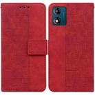 For Motorola Moto E13 Geometric Embossed Leather Phone Case(Red) - 1