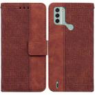 For Nokia C31 Geometric Embossed Leather Phone Case(Brown) - 1