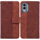 For Nokia X30 Geometric Embossed Leather Phone Case(Brown) - 1