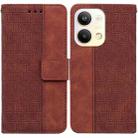 For OPPO Reno9 Pro Geometric Embossed Leather Phone Case(Brown) - 1