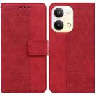 For OPPO Reno9 Pro Geometric Embossed Leather Phone Case(Red) - 1