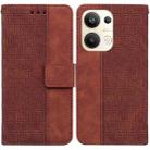 For OPPO Reno9 Pro+ Geometric Embossed Leather Phone Case(Brown) - 1