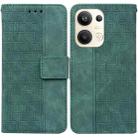 For OPPO Reno9 Pro+ Geometric Embossed Leather Phone Case(Green) - 1