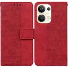 For OPPO Reno9 Pro+ Geometric Embossed Leather Phone Case(Red) - 1