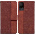 For TCL 408 Geometric Embossed Leather Phone Case(Brown) - 1