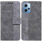 For Xiaomi Redmi Note 12 4G Global Geometric Embossed Leather Phone Case(Grey) - 1