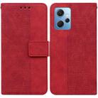 For Xiaomi Redmi Note 12 4G Global Geometric Embossed Leather Phone Case(Red) - 1