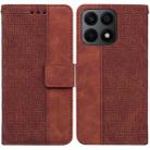 For Honor X8a Geometric Embossed Leather Phone Case(Brown) - 1
