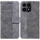 For Honor X8a Geometric Embossed Leather Phone Case(Grey) - 1