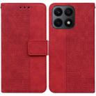 For Honor X8a Geometric Embossed Leather Phone Case(Red) - 1