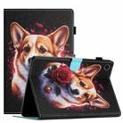 For Samsung Galaxy Tab A8 10.5 2021 X205/X200 Coloured Drawing Stitching Smart Leather Tablet Case(Corgi) - 1