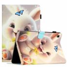 For Samsung Galaxy Tab S6 Lite P610/615 Coloured Drawing Stitching Smart Leather Tablet Case(Rabbit) - 1