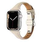 Small Waist Butterfly Buckle Watch Band For Apple Watch Ultra 49mm / Series 8&7 45mm / SE 2&6&SE&5&4 44mm / 3&2&1 42mm(Beige) - 1