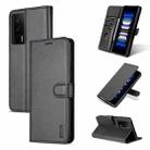For Xiaomi Redmi K60 Pro / K60 AZNS Skin Feel Calf Texture Flip Leather Phone Case(Black) - 1