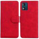 For Motorola Moto E13 Skin Feel Pure Color Flip Leather Phone Case(Red) - 1