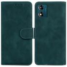 For Motorola Moto E13 Skin Feel Pure Color Flip Leather Phone Case(Green) - 1