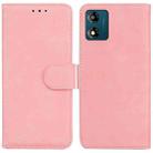 For Motorola Moto E13 Skin Feel Pure Color Flip Leather Phone Case(Pink) - 1