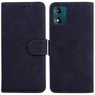 For Motorola Moto E13 Skin Feel Pure Color Flip Leather Phone Case(Black) - 1