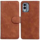 For Nokia X30 Skin Feel Pure Color Flip Leather Phone Case(Brown) - 1
