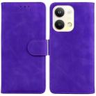 For OPPO Reno9 Pro Skin Feel Pure Color Flip Leather Phone Case(Purple) - 1