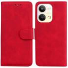 For OPPO Reno9 Pro Skin Feel Pure Color Flip Leather Phone Case(Red) - 1
