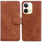 For OPPO Reno9 Pro Skin Feel Pure Color Flip Leather Phone Case(Brown) - 1